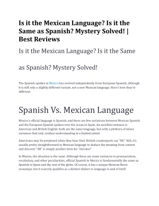 Is Mexican Language_ Is it the Same as Spanish_ Mystery Solved! _ Best Reviews