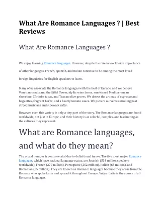 What Are Romance Languages _ _ Best Reviews
