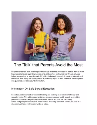 The ‘Talk’ that Parents Avoid the Most