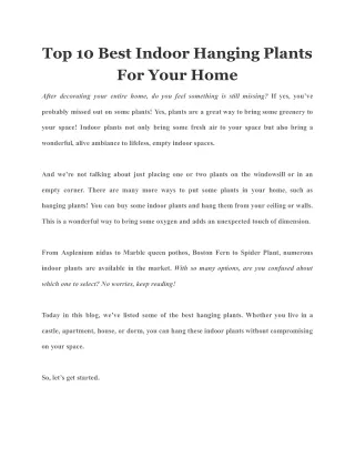 Top 10 Best Indoor Hanging Plants For Your Home