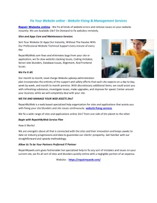 fix your website online website fixing management