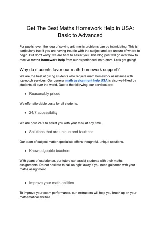 get the best maths homework help in usa basic