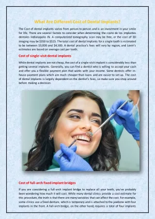 the cost of dental implants varies from person