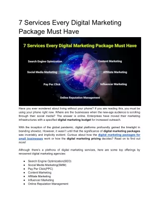 7 services every digital marketing package must