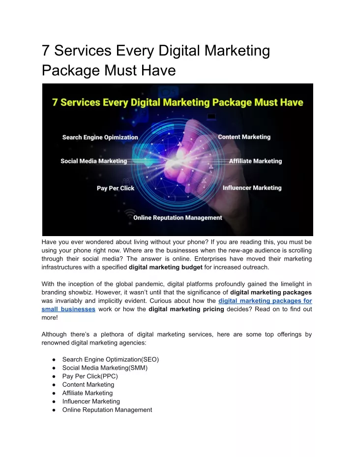 7 services every digital marketing package must
