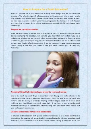 you must prepare for a tooth extraction by doing