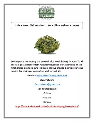 Indica Weed Delivery North York | Kushnetwork.online