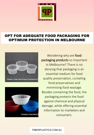 Opt for Adequate Food Packaging for Optimum Protection in Melbourne