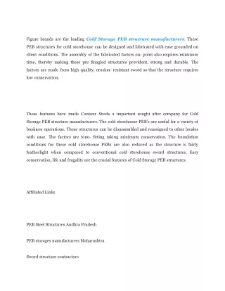 COLD STORAGE PEB STRUCTURE MANUFACTURERS _ Contour Steel Engineering (P) Ltd.