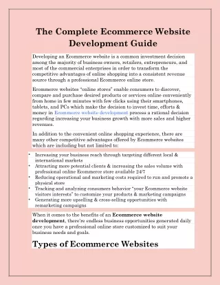 the complete ecommerce website development guide