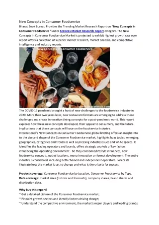 new concepts in consumer foodservice bharat book
