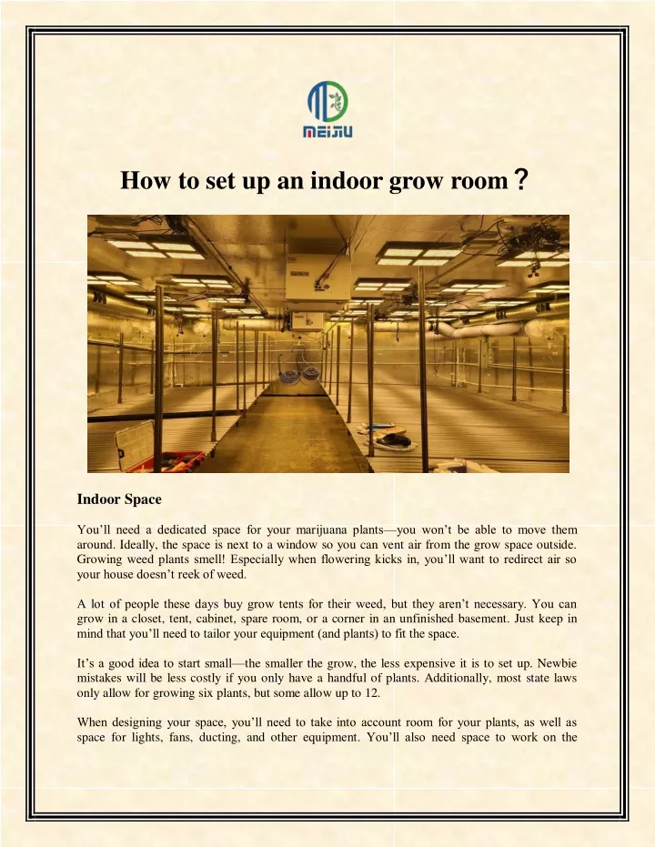 how to set up an indoor grow room