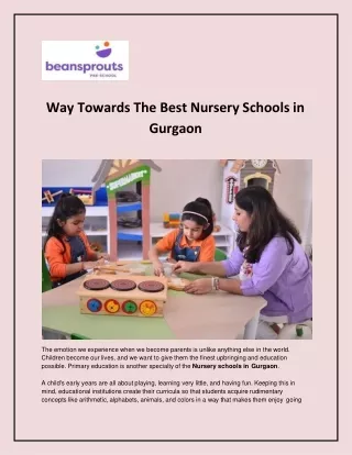 way towards the best nursery schools in gurgaon