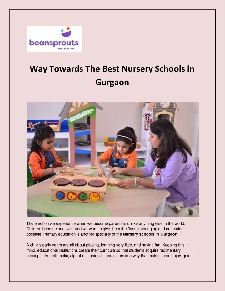 way towards the best nursery schools in gurgaon