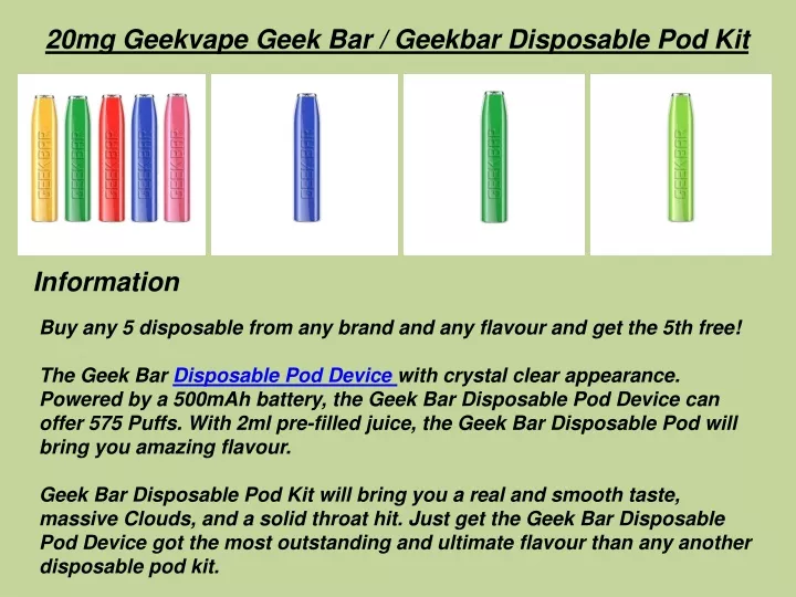 20mg geekvape geek bar geekbar disposable pod kit
