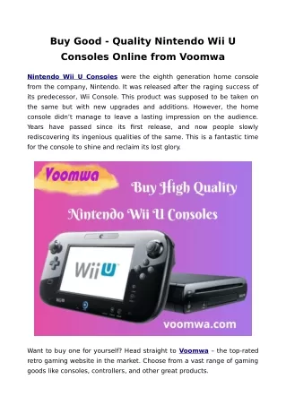 Nintendo Wii U Consoles at Discounts You Love – Voomwa
