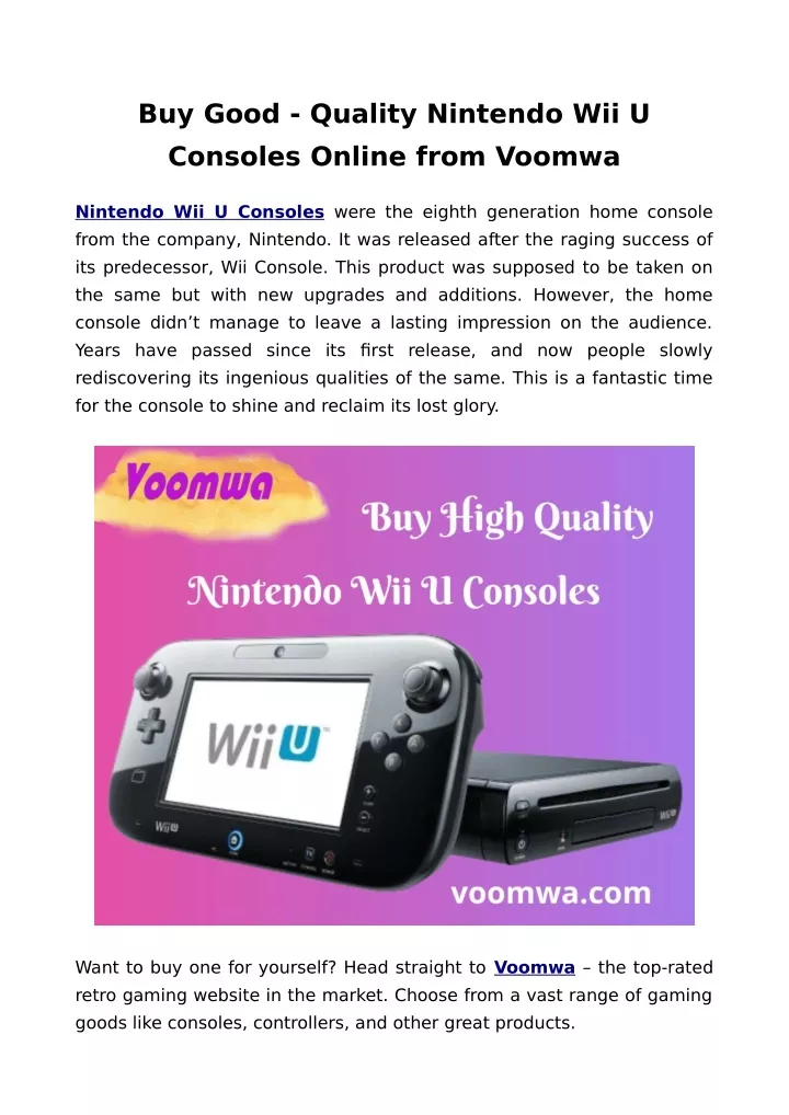 buy good quality nintendo wii u consoles online