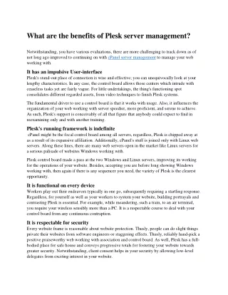 what are the benefits of plesk server management
