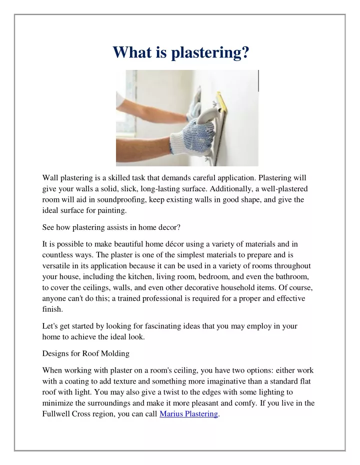 what is plastering