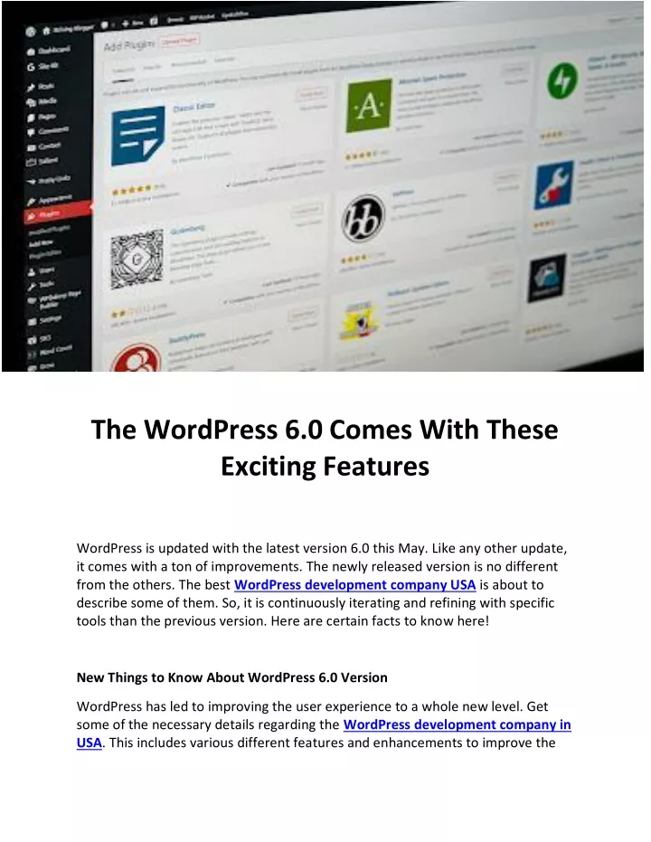 the wordpress 6 0 comes with these exciting