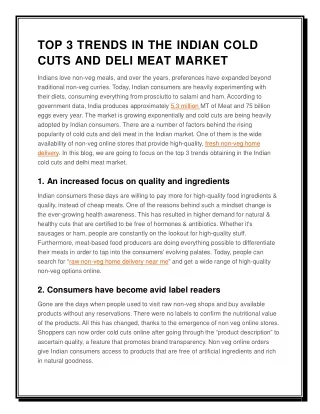 TOP 3 TRENDS IN THE INDIAN COLD CUTS AND DELI MEAT MARKET