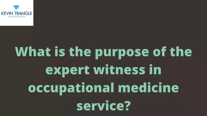 what is the purpose of the expert witness