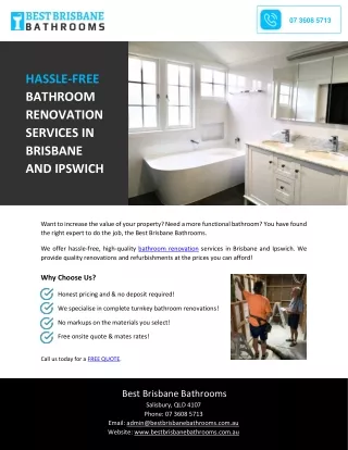 HASSLE-FREE BATHROOM RENOVATION SERVICES IN BRISBANE AND IPSWICH