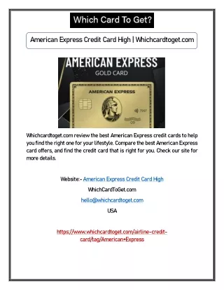 American Express Credit Card High | Whichcardtoget.com