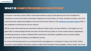 Computer Reservation System For Travel Agents | Travel CRS