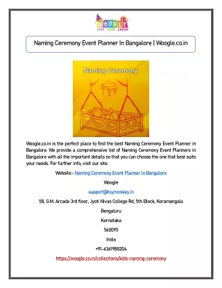 naming ceremony event planner in bangalore woogle