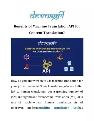 benefits of machine translation api for