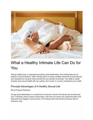 What a Healthy Intimate Life Can Do for You