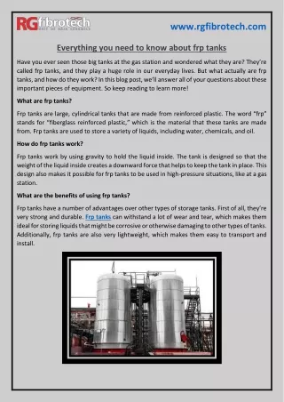 Everything you need to know about frp tanks