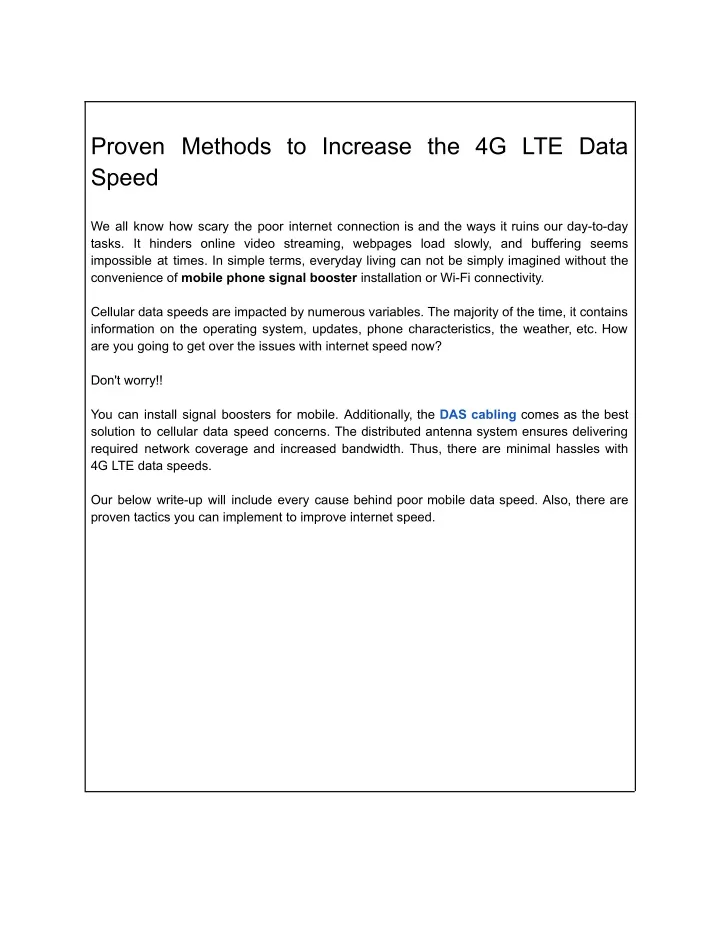 proven methods to increase the 4g lte data speed
