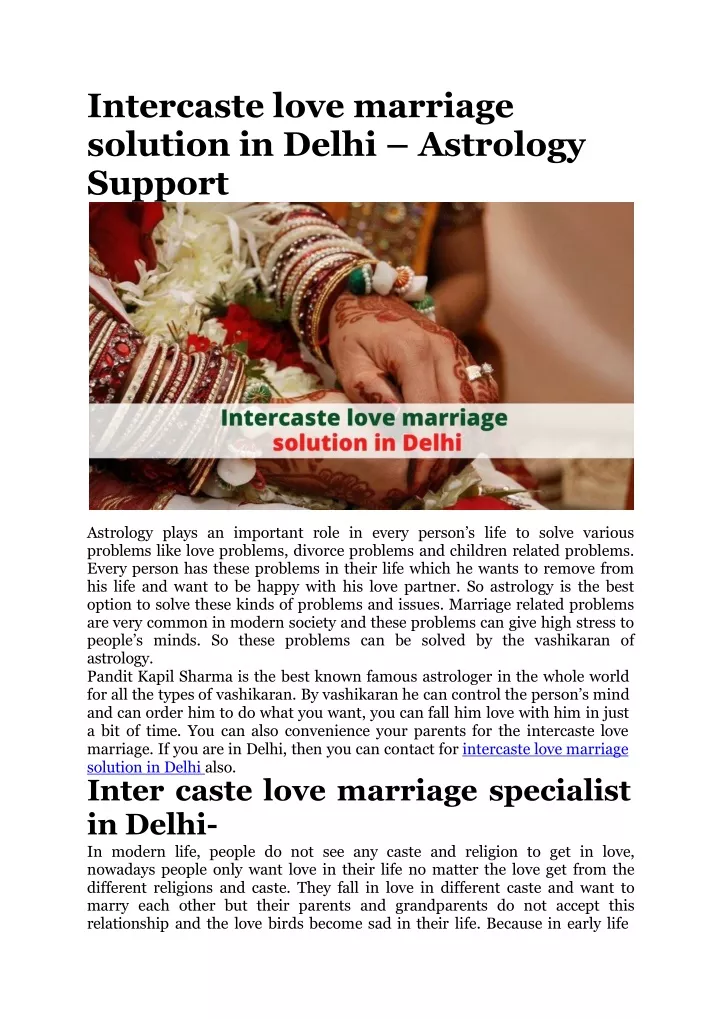 intercaste love marriage solution in delhi astrology support
