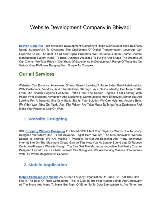 Website Development Company in Bhiwadi
