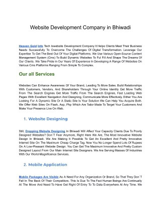 website development company in bhiwadi