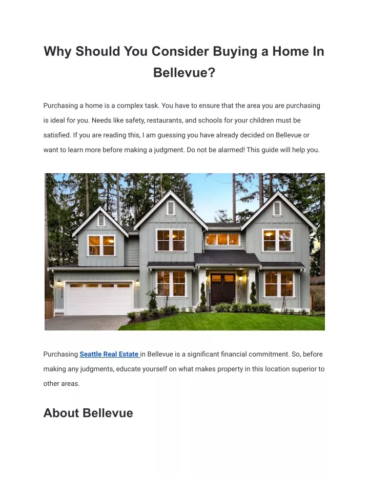 why should you consider buying a home in bellevue