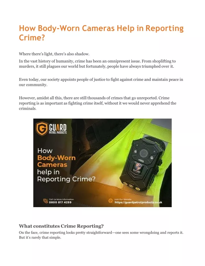 how body worn cameras help in reporting crime