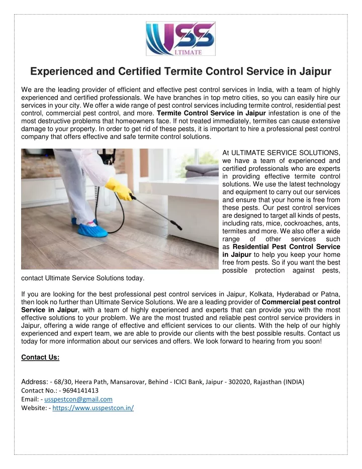 experienced and certified termite control service