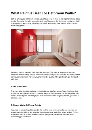 What Paint Is Best For Bathroom Walls