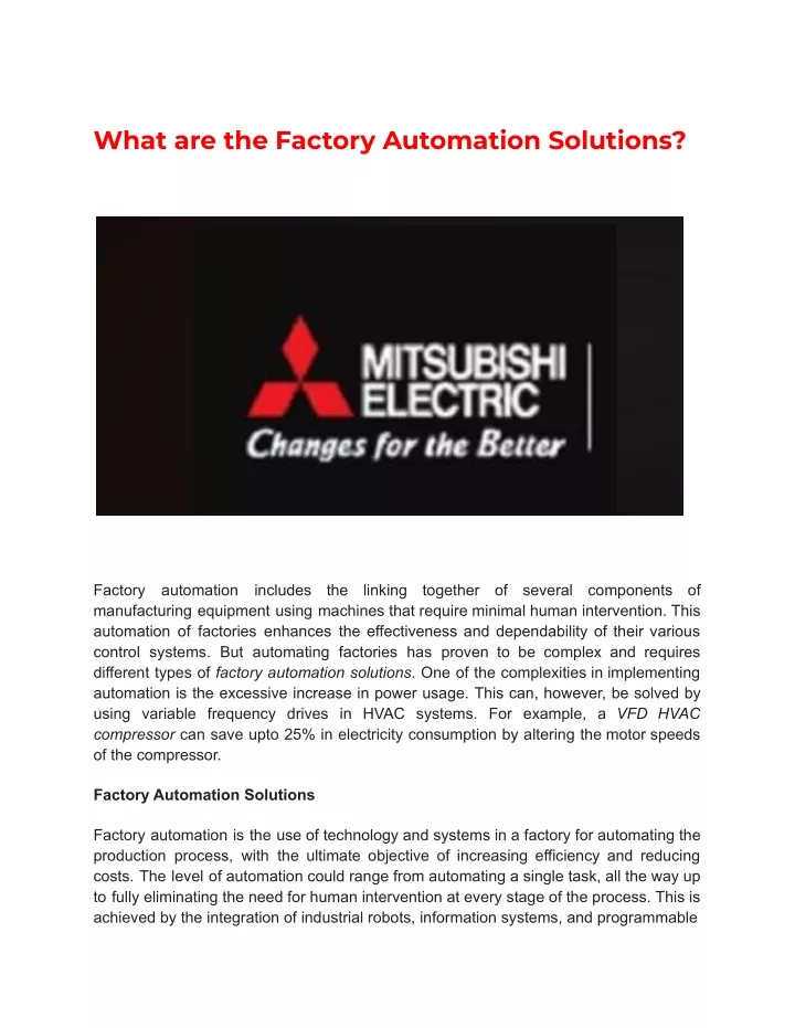 what are the factory automation solutions