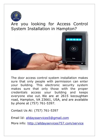 Are you looking for Access Control System Installation in Hampton