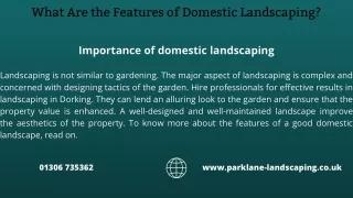 What Are the Features of Domestic Landscaping