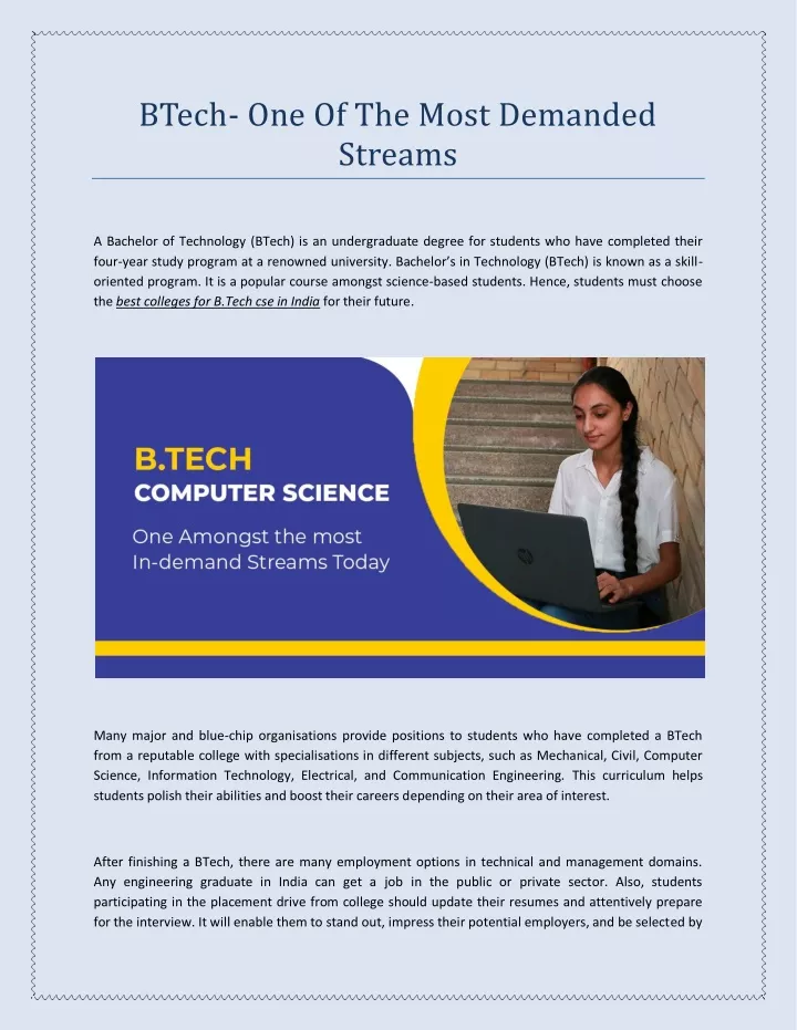 btech one of the most demanded streams