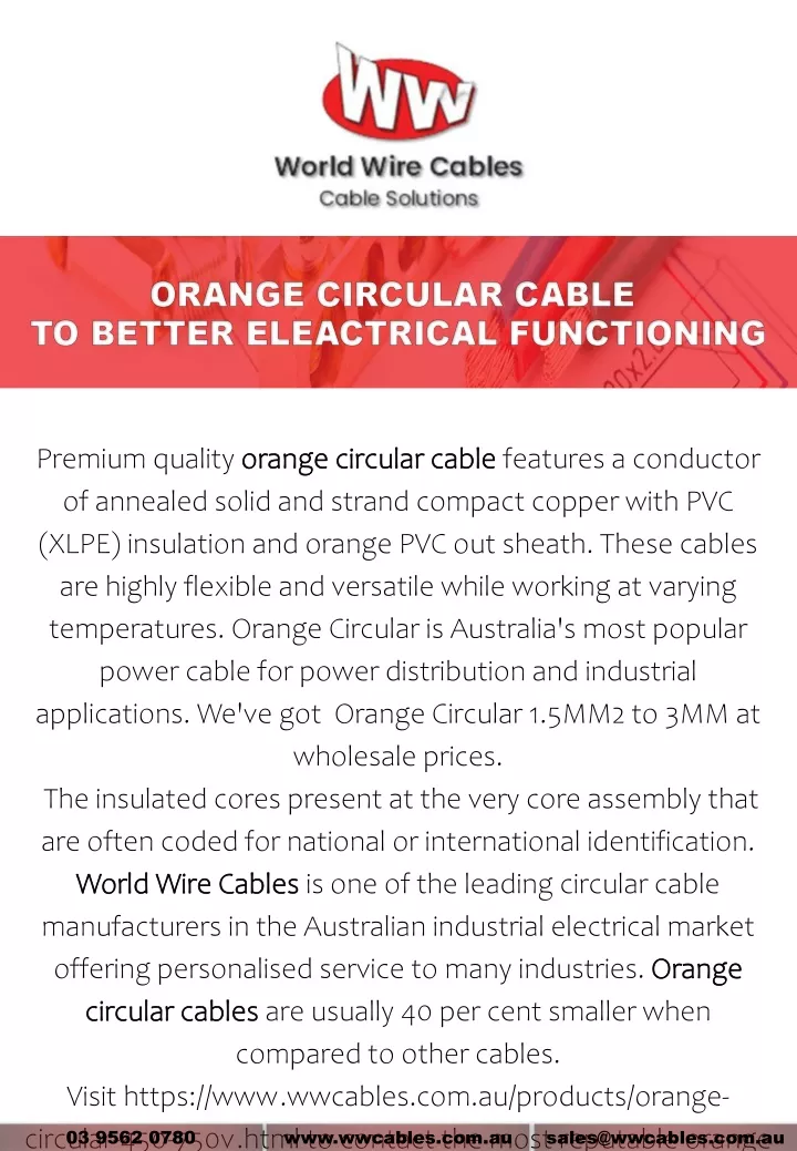 premium quality orange circular cable orange