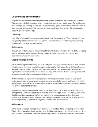 on premises environments