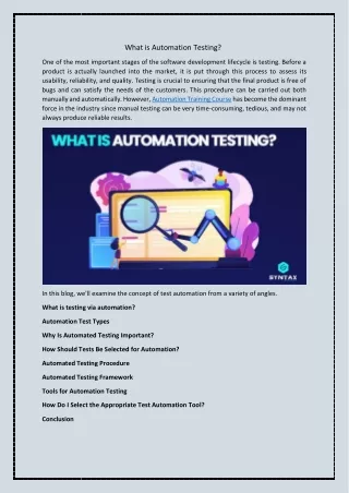 What is Automation Testing?