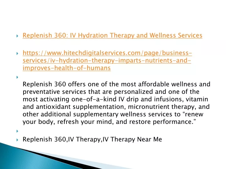 replenish 360 iv hydration therapy and wellness