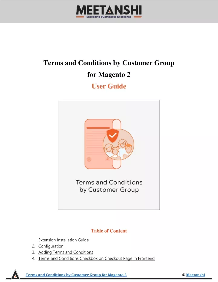 terms and conditions by customer group